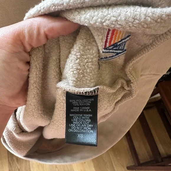 Aviator Nation Bolt Crewneck Sweatshirt; Sand/Mocha - XS - Picture 7 of 7